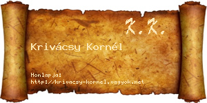 Krivácsy Kornél névjegykártya
