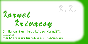 kornel krivacsy business card